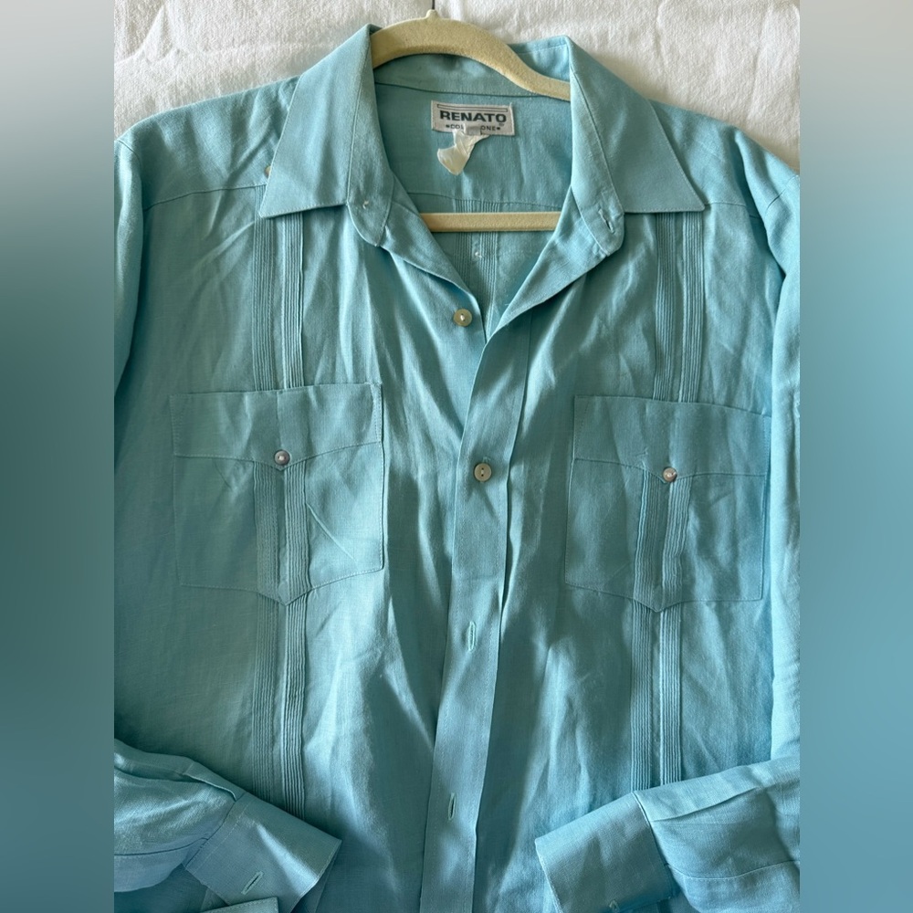 Turquoise guayabera for women